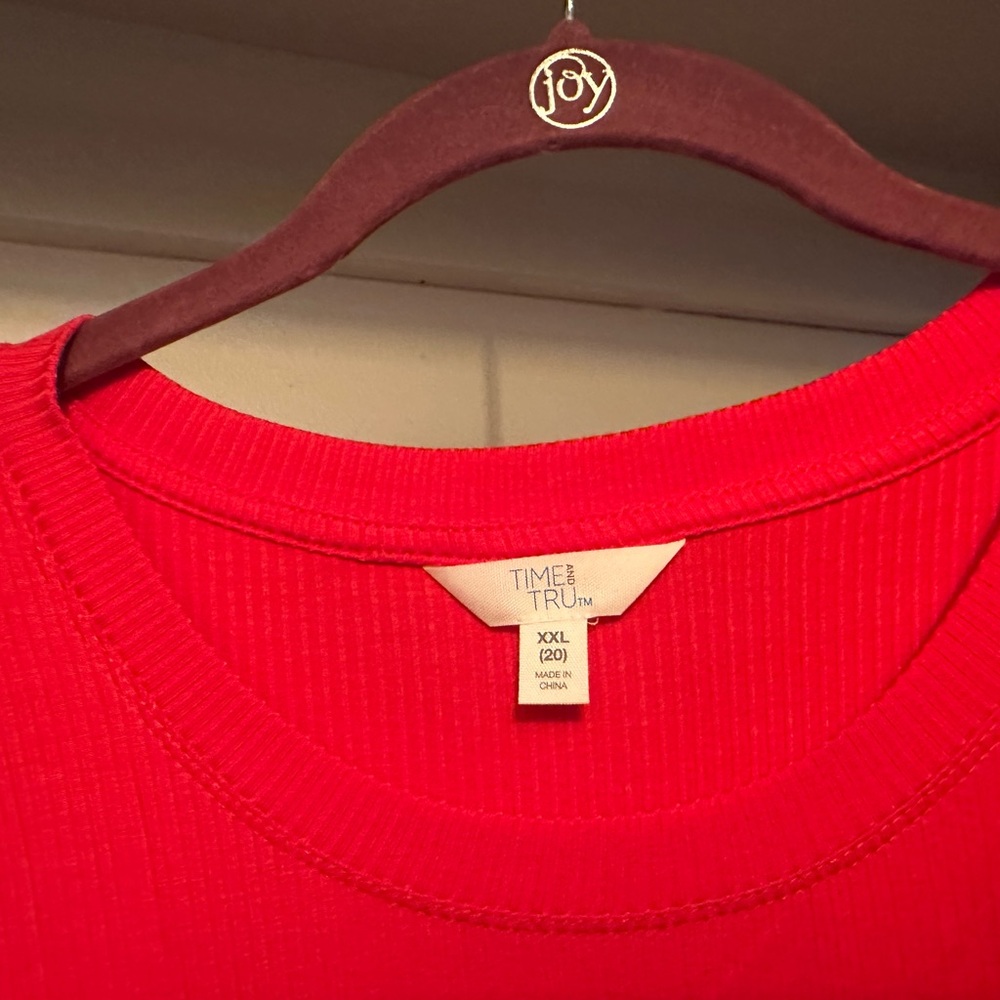 Time and Tru HOT PINK Relaxed Tie Front Short Sleeve T-Shirt - Picture 4 of 5